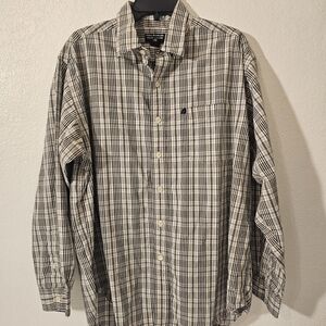 Polo Jeans Co. Ralph Lauren Black White Plaid Cotton Button-Up Shirt Long Sleev…